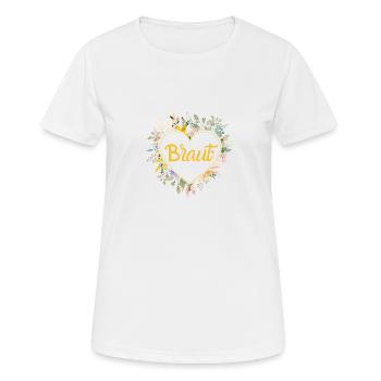 Team Braut! Blumen Herz, personalisierbar - Frauen T-Shirt atmungsaktiv - Weiß - Vorne - AI Model Female 172 dark (172cm)
