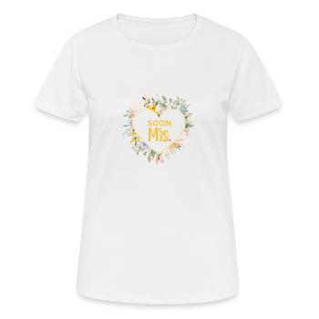 Bientôt Mme - Team Bride! Fleurs Coeur - T-shirt respirant Femme - blanc - Devant - AI Model Female 172 dark (172cm)