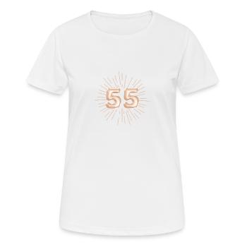 Zahl 55, Gold, personalisierbar - Frauen T-Shirt atmungsaktiv - Weiß - Vorne - AI Model Female 172 dark (172cm)
