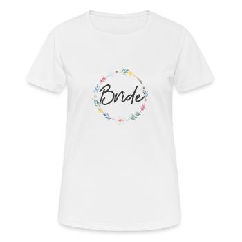 L’équipe de la mariée ! Personnalisable, Couronne de fleurs - T-shirt respirant Femme - blanc - Devant - AI Model Female 172 dark (172cm)