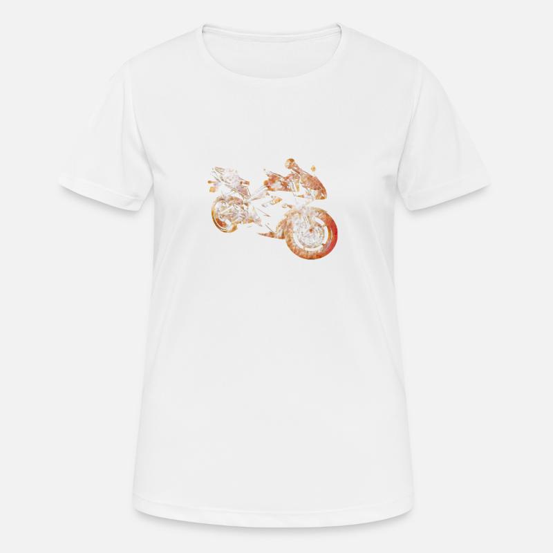 Motorcycle silhouette fire - Women's Breathable T-Shirt - white