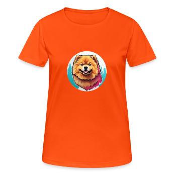 Chow Chow Portrait im Farbkreis - Frauen T-Shirt atmungsaktiv - Neonorange - Vorne - AI Model Female 172 dark (172cm)