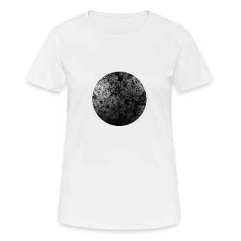 Abstraktes Kreislogo schwarze und weiße Zellen - Frauen T-Shirt atmungsaktiv - Weiß - Vorne - AI Model Female 172 dark (172cm)