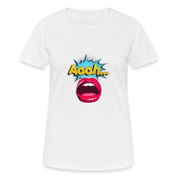 Visual Shirts / Sexy Lips Sexy Mouth Aaah ... - Frauen T-Shirt atmungsaktiv - Weiß - Vorne - AI Model Female 172 dark (172cm)