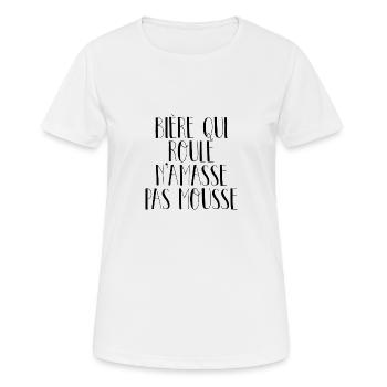 Bière qui roule n'amasse pas mousse - T-shirt respirant Femme - blanc - Devant - AI Model Female 172 dark (172cm)