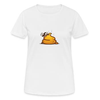 Une mouche se trouve sur une pile de merde - T-shirt respirant Femme - blanc - Devant - AI Model Female 172 dark (172cm)