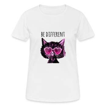 Soyez différent, chat, girly, lunettes de soleil, cœurs - T-shirt respirant Femme - blanc - Devant - AI Model Female 172 dark (172cm)