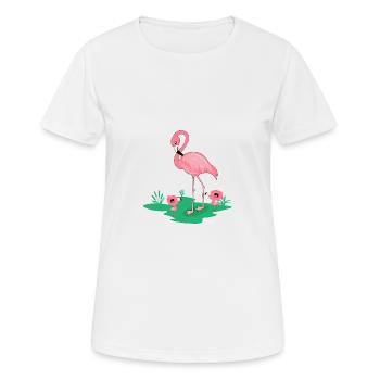 Flamingo Babies Teich Storch Rosa Pink Schilf - Frauen T-Shirt atmungsaktiv - Weiß - Vorne - AI Model Female 172 dark (172cm)