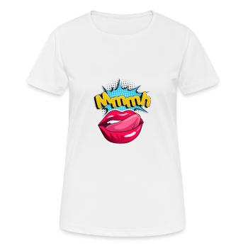 Visual Shirts / Sexy Lips Sexy Mouth Mmmh - Frauen T-Shirt atmungsaktiv - Weiß - Vorne - AI Model Female 172 dark (172cm)