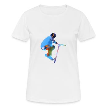 Stuntscooter,Trickscooter,tricks,stunt,e-scooter, - T-shirt respirant Femme - blanc - Devant - AI Model Female 172 dark (172cm)