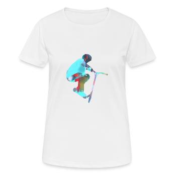 Stuntscooter,Trickscooter,tricks,stunt,e-scooter, - T-shirt respirant Femme - blanc - Devant - AI Model Female 172 dark (172cm)