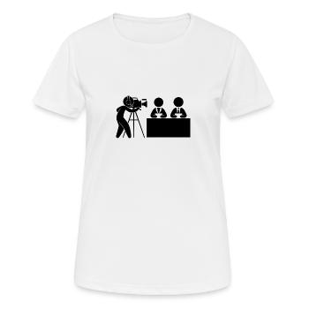 Nachrichten Kameramann Studio - Frauen T-Shirt atmungsaktiv - Weiß - Vorne - AI Model Female 172 dark (172cm)