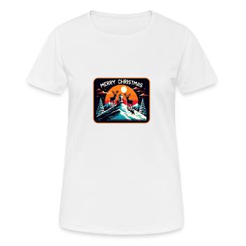 Père Noël avec des rennes au sommet de la montagne - T-shirt respirant Femme - blanc - Devant - AI Model Female 172 dark (172cm)