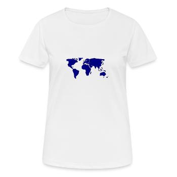 Weltkarte Navy Blau - Frauen T-Shirt atmungsaktiv - Weiß - Vorne - AI Model Female 172 dark (172cm)