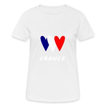 FOOTBALL. SPORT. FRANCE. CHAMPION. BLEU BLANC ROUG - T-shirt respirant Femme - blanc - Devant - AI Model Female 172 dark (172cm)