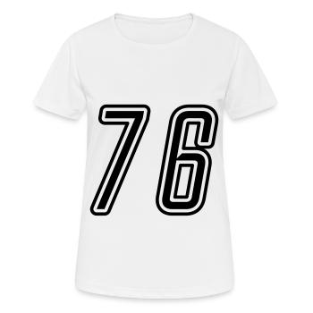 76 Numéro de numéro - T-shirt respirant Femme - blanc - Devant - AI Model Female 172 dark (172cm)