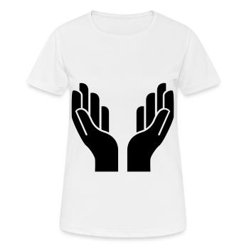 Icône d’icône de mains - T-shirt respirant Femme - blanc - Devant - AI Model Female 172 dark (172cm)