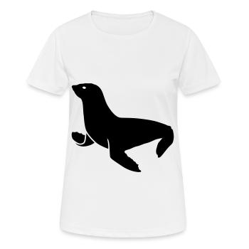 seehund tier - Frauen T-Shirt atmungsaktiv - Weiß - Vorne - AI Model Female 172 dark (172cm)
