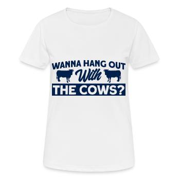 Willst du mit den Kühen abhängen Kuh Geschenk - Frauen T-Shirt atmungsaktiv - Weiß - Vorne - AI Model Female 172 dark (172cm)