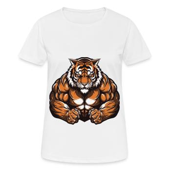 Muscles de musculation Tiger Beast - T-shirt respirant Femme - blanc - Devant - AI Model Female 172 dark (172cm)