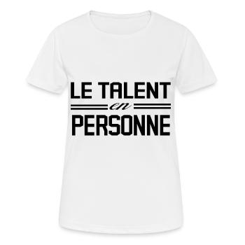 Le Talent En Personne - T-shirt respirant Femme - blanc - Devant - AI Model Female 172 dark (172cm)