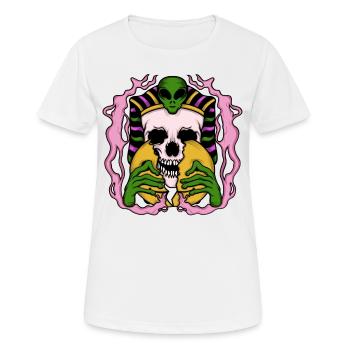 Alien Anubis Skull Ägypten Tshirt - Frauen T-Shirt atmungsaktiv - Weiß - Vorne - AI Model Female 172 dark (172cm)