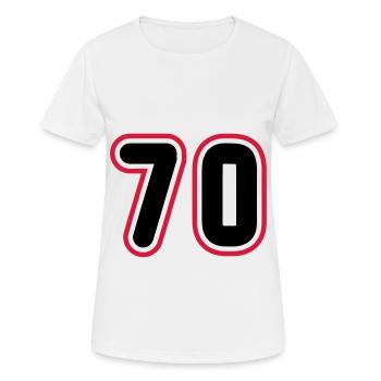 70 Number number - Women's Breathable T-Shirt - white - Front - AI Model Female 172 dark (172cm)