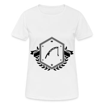 Angelrute angeln wappen - Frauen T-Shirt atmungsaktiv - Weiß - Vorne - AI Model Female 172 dark (172cm)