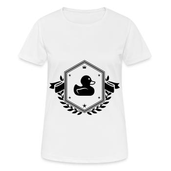 Ente schild - Frauen T-Shirt atmungsaktiv - Weiß - Vorne - AI Model Female 172 dark (172cm)