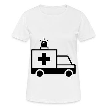 Krankenwagen Ambulance - Frauen T-Shirt atmungsaktiv - Weiß - Vorne - AI Model Female 172 dark (172cm)