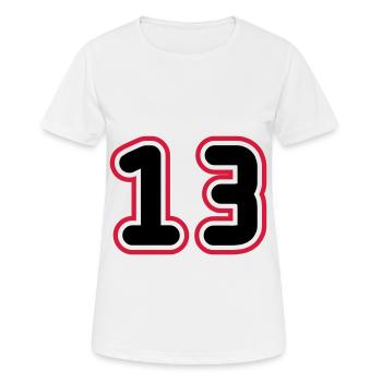 13 Numéro de numéro - T-shirt respirant Femme - blanc - Devant - AI Model Female 172 dark (172cm)