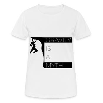 Gravity is a Myth - boulder and climbing shirt - Women's Breathable T-Shirt - white - Front - AI Model Female 172 dark (172cm)