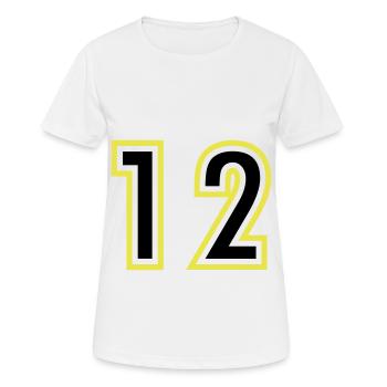 12 Zahl College - Frauen T-Shirt atmungsaktiv - Weiß - Vorne - AI Model Female 172 dark (172cm)