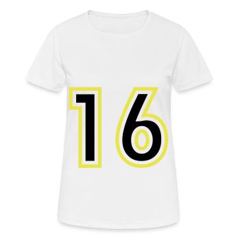 17 Nombre Collège - T-shirt respirant Femme - blanc - Devant - AI Model Female 172 dark (172cm)