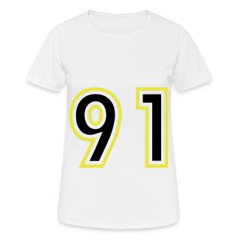 91 Zahl College - Frauen T-Shirt atmungsaktiv - Weiß - Vorne - AI Model Female 172 dark (172cm)
