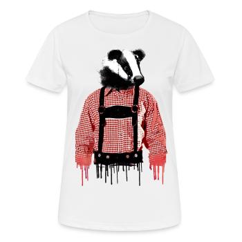 blaireau, lederhosen, mouffette, costume traditionnel, fête folklorique - T-shirt respirant Femme - blanc - Devant - AI Model Female 172 dark (172cm)