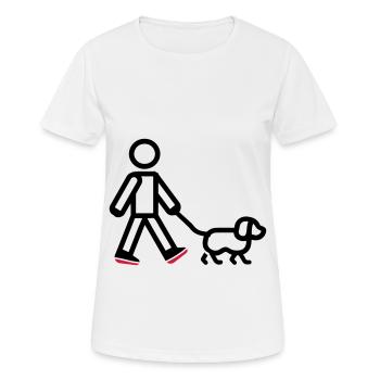 Gassi Gehen Hund - Frauen T-Shirt atmungsaktiv - Weiß - Vorne - AI Model Female 172 dark (172cm)