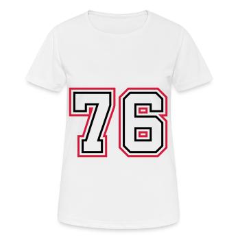 76 Numéro de numéro - T-shirt respirant Femme - blanc - Devant - AI Model Female 172 dark (172cm)