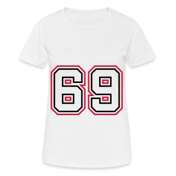69 Number number - Women's Breathable T-Shirt - white - Front - AI Model Female 172 dark (172cm)