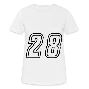 28 Numéro de numéro - T-shirt respirant Femme - blanc - Devant - AI Model Female 172 dark (172cm)