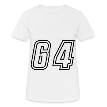 64 Numéro de numéro - T-shirt respirant Femme - blanc - Devant - AI Model Female 172 dark (172cm)