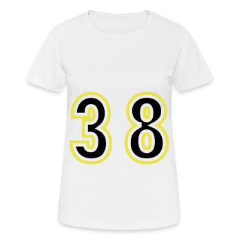 38 Nombre Collège - T-shirt respirant Femme - blanc - Devant - AI Model Female 172 dark (172cm)