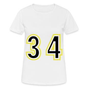 34 Zahl College - Frauen T-Shirt atmungsaktiv - Weiß - Vorne - AI Model Female 172 dark (172cm)