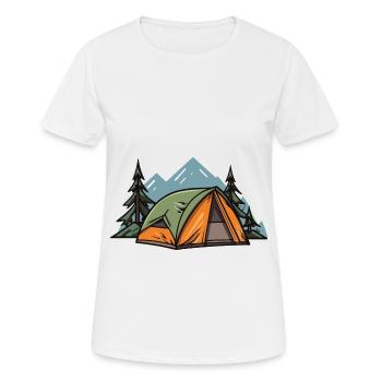 Tente de camping en plein air - T-shirt respirant Femme - blanc - Devant - AI Model Female 172 dark (172cm)
