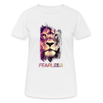 T-shirt Top Lion Motivations sans peur - T-shirt respirant Femme - blanc - Devant - AI Model Female 172 dark (172cm)