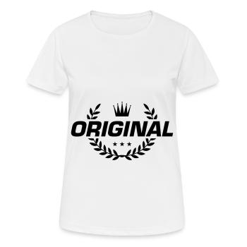Original Emblem - Frauen T-Shirt atmungsaktiv - Weiß - Vorne - AI Model Female 172 dark (172cm)