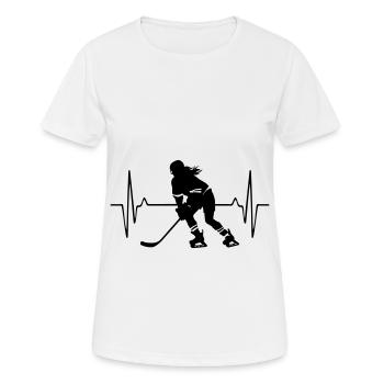 Fréquence d’impulsion d’un joueur de hockey sur glace - T-shirt respirant Femme - blanc - Devant - AI Model Female 172 dark (172cm)