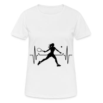 Fréquence d’impulsion du joueur de tennis - T-shirt respirant Femme - blanc - Devant - AI Model Female 172 dark (172cm)