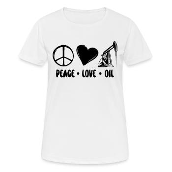 Peace Love Oilfield Travailleur de plate-forme Arbeiter - T-shirt respirant Femme - blanc - Devant - AI Model Female 172 dark (172cm)