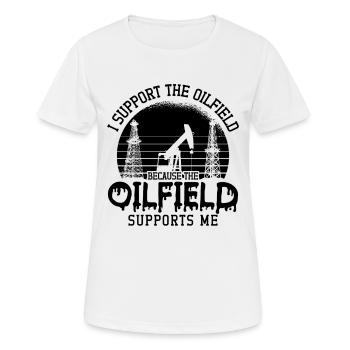 Ölfeldarbeiter Ich Unterstütze Die Oilfield Rig - Frauen T-Shirt atmungsaktiv - Weiß - Vorne - AI Model Female 172 dark (172cm)